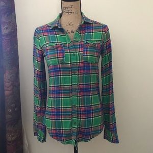 Abercrombie & Fitch Green Flannel